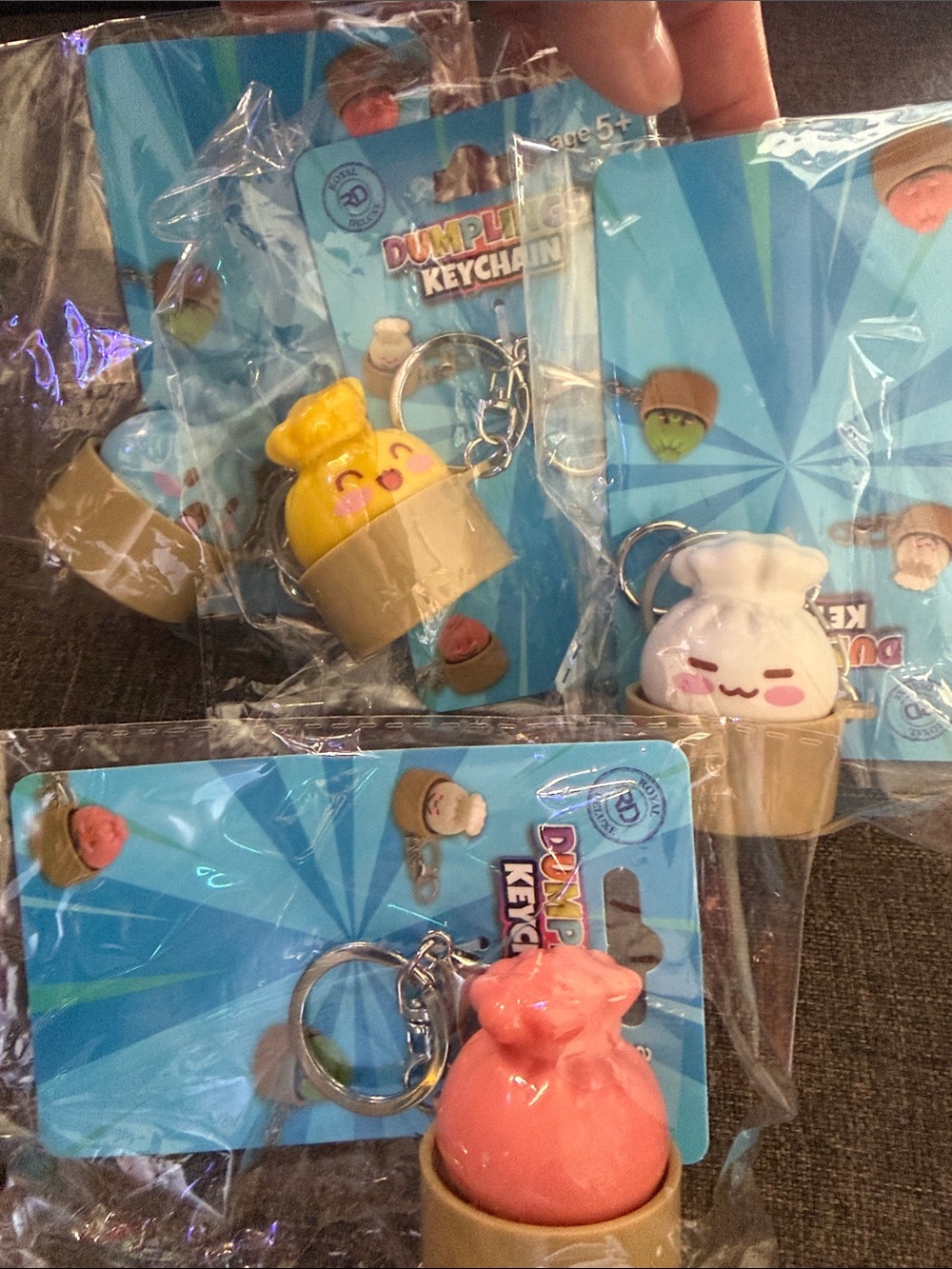 4 Cute Dumpling Keychain Plush Toy - Yellow, Pink, White & Blue